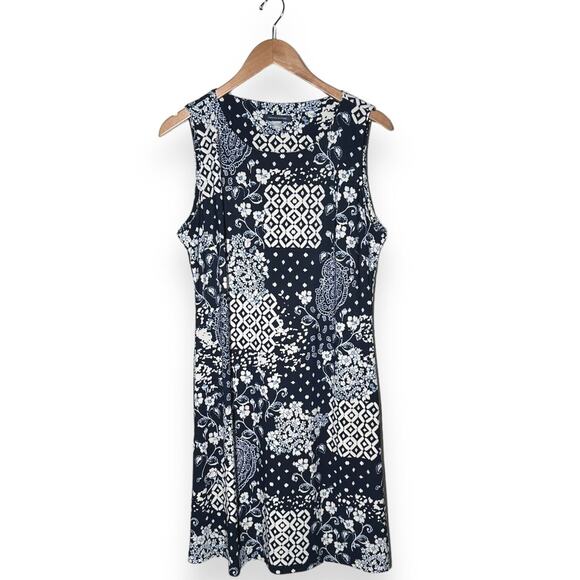 TOMMY HILFIGER Bali Patchwork Jersey Dress Sheath Sleeveless Blue Cocktail 12 - Picture 9 of 12